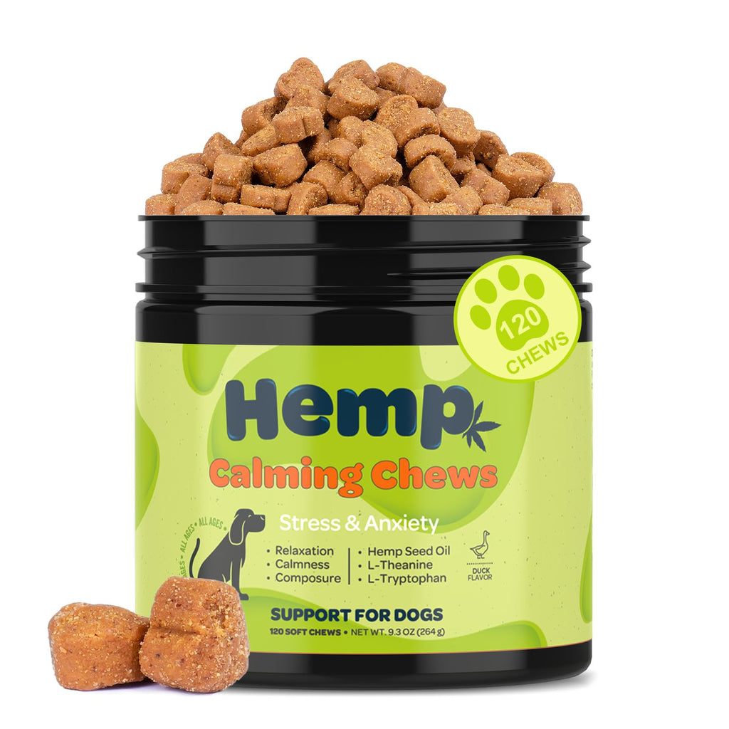 Calming Hemp Chews for Dogs – 120 Count | Anxiety & Stress Relief