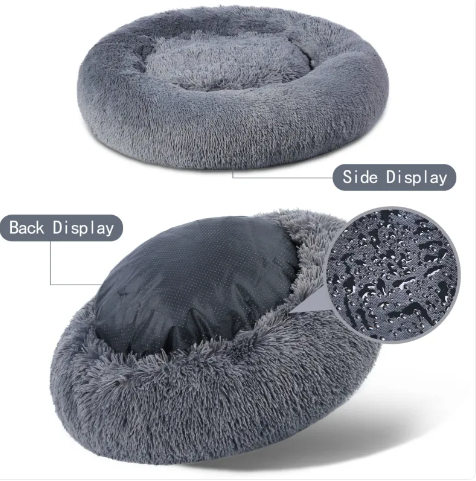 Cozy Curl Donut Dog Bed | Calming Round Pet Bed for Anxious Dogs