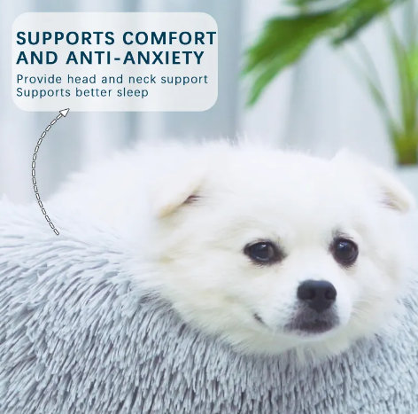 Cozy Curl Donut Dog Bed | Calming Round Pet Bed for Anxious Dogs