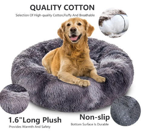 Cozy Curl Donut Dog Bed | Calming Round Pet Bed for Anxious Dogs