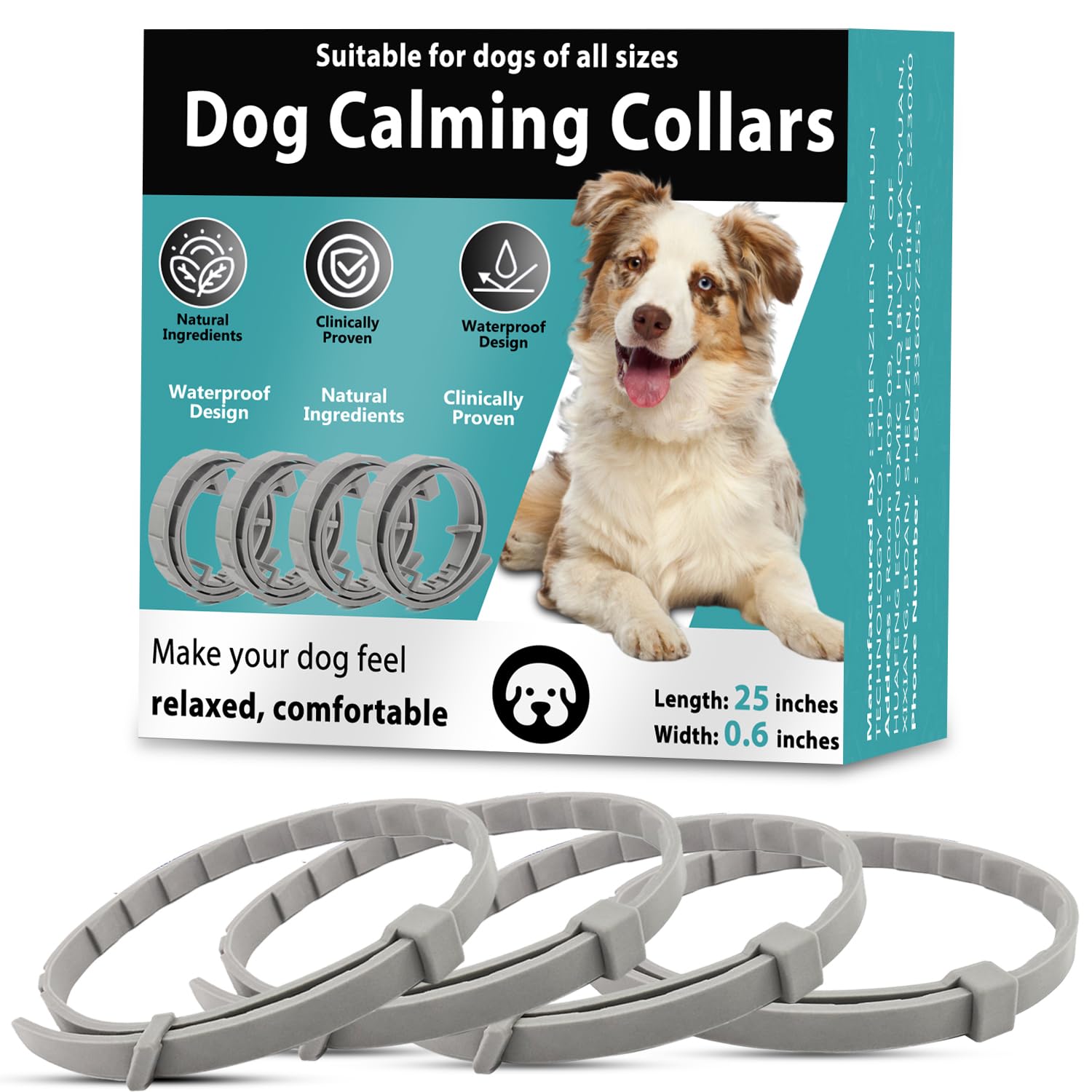 Calming Collar for Dogs – 4-Pack | 60-Day Anxiety Relief