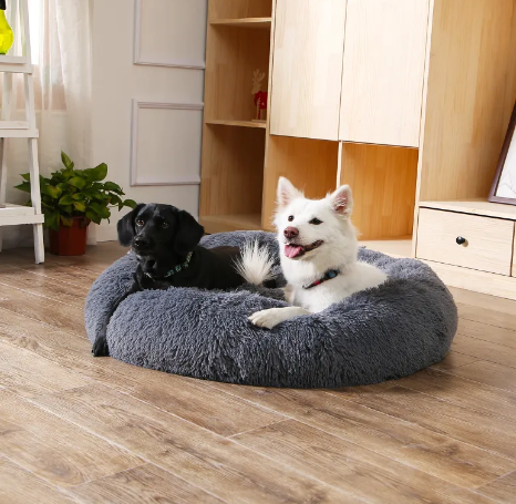 Cozy Curl Donut Dog Bed | Calming Round Pet Bed for Anxious Dogs